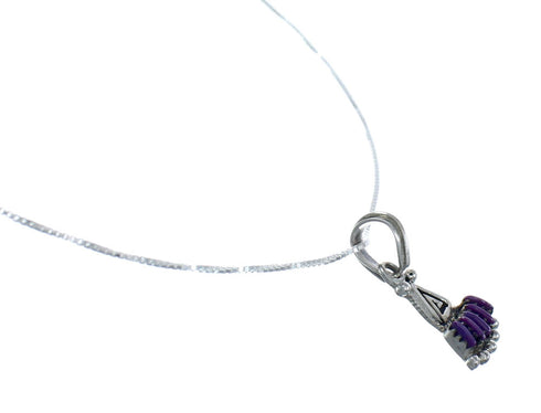 Southwest Needlepoint Magenta Turquoise Sterling Silver Box Chain Necklace Set JX129101